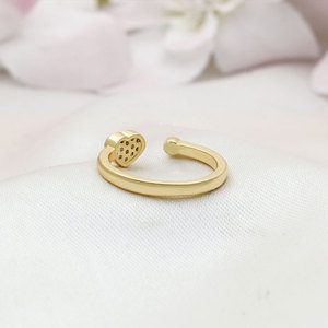 Wholesale 14K Gold Plated Sterling Silver Pave Cubic Zircon Heart Shape <b>Adjustable</b> <b>Ring</b> for Wedding Engagement Party Accessories - Product Image 3