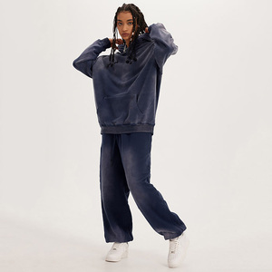 Conjuntos de sudadera y pantalones deportivos con estampado personalizado, efecto lavado ácido y estampado en relieve para hombre - Product Image 4