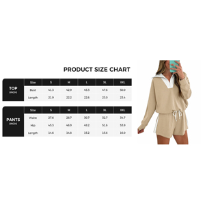 Ensemble deux pièces décontracté d'été pour femme : pull à manches longues et demi-zip color block et short assorti - Product Image 6
