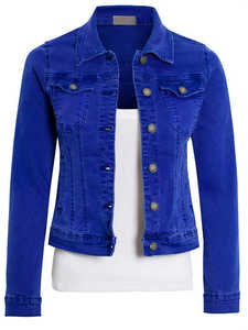 Veste en jean premium pour femme, style vintage streetwear, broderie personnalisée, veste en jean bleu décontractée pour femme - Product Image 3