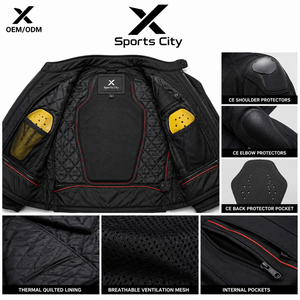 Veste de moto d'hiver pour homme X Sports City X, impression numérique, imperméable, coupe-vent, respirante, cuir Cordura, logo sur le devant - Product Image 5