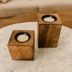 Hand Crafted Rustic Wood <b>Tea</b> <b>Light</b> Candle Holders : Handmade Mango Wood Candle Stands - Product Image 6