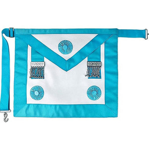 Tablier de Loge Maçonnique de Haute Qualité avec Broderie Dorée, Régalia Cérémonielle Maçonnique Personnalisée avec Bordure Bleu Marine, Tablier Maçonnique - Product Image 2