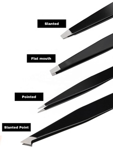 Pince à épiler pour sourcils noir mat en acier inoxydable pour usage professionnel et domestique - Product Image 2