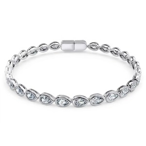 Bracelet en or blanc avec diamants taillés en poire, bijoux fins de luxe pour femmes, bijoux de mariage, cadeau élégant - Product Image 3