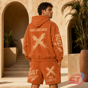 High Quality <b>Men</b> Acid Wash Streetwear <b>Set</b> <b>Hoodie</b> <b>and</b> <b>Shorts</b> 100% Cotton Custom Logo OEM ODM Supplier - Product Image 4