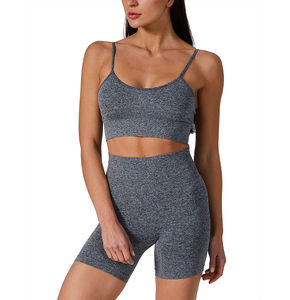 Conjunto Deportivo para Mujer, 2 Piezas, Top Deportivo y Pantalones Cortos de Cintura Alta, Ropa de Gimnasio para Mujer, Conjunto de Yoga - Product Image 1