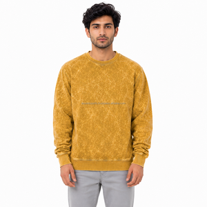Sudadera de cuello redondo para hombre con lavado ácido, estilo vintage, oversize, de forro polar grueso, con logotipo personalizado, fabricante OEM ODM, venta al por mayor - Product Image 1