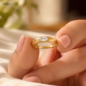 Anillo de Compromiso Chapado en Oro Rosa con Diamante en Forma de Esmeralda y Moissanita, Anillo para el Día de la Madre - Product Image 3