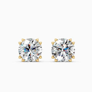 Clous d'oreilles solitaires classiques avec diamant de laboratoire de 2,52 carats en or jaune, blanc et rose 9 carats - Product Image 2