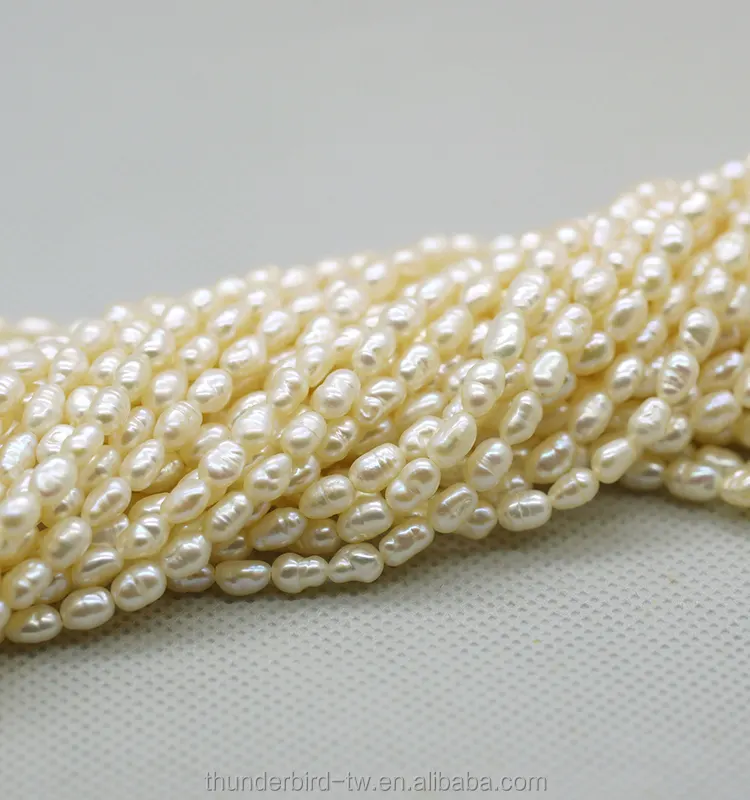 DIY宝石ジュエリー作り3-4mm小さな小さなサイズの米の種真珠ビーズストランド淡水本物の天然真珠