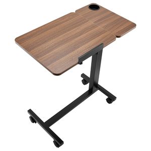 Tavolino da Letto Mobile Regolabile in Altezza e Angolazione con Piano Ribaltabile, 4 Ruote, Scrivania per Laptop e Portabicchieri per Ospedali - Product Image 2