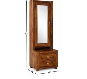 Solid Wood Tall <b>Dressing</b> <b>Table</b> | Standing Mirror Cabinet Vanity with 2 Drawers | Wholesale Bedroom Furniture - Product Image 2