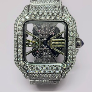 Fully Iced VVS Moissanite Diamond Luxury Digital <b>Automatic</b> Movement Stainless Steel Watch S925 Silver Hip Hop Quartz Watches - Product Image 5
