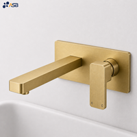 Mitigeur de salle de bain mural certifié en laiton, sans plomb, à levier unique, avec cartouche céramique, monotrou, pour usage hôtelier