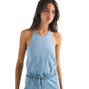 Mono vaquero sin mangas para mujer, corte ajustado, ecológico, estilo vintage, fabricante de ropa OEM ODM - Product Image 4
