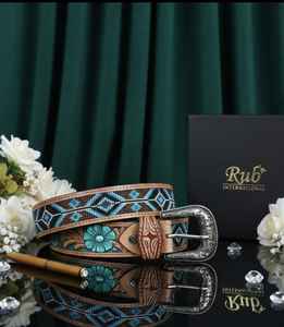 Ceintures en cuir de luxe pour hommes, taille réglable, emballage personnalisé, RUB INTERNATIONAL RUBBELT-5, ceinture classique business casual, boucle en métal - Product Image 1