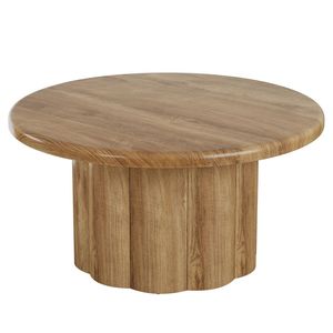 Tavolino da Caffè Rotondo in Stile Moderno con Base Scanalata per Soggiorno - Product Image 4