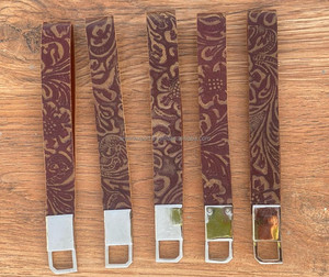 Nouveau véritable fait à la main Western élégant en cuir gaufré porte-poignet porte-clés imprimé floral porte-clés personnalisés en cuir véritable bracelets - Product Image 6