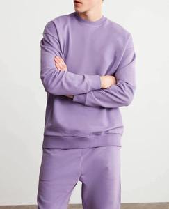 Sudadera Morada de Cuello Redondo para Hombre, Manga Larga, Color Sólido, Estilo Casual, 100% Algodón, Peso Medio, Corte Holgado, Estilo Otoñal - Product Image 2