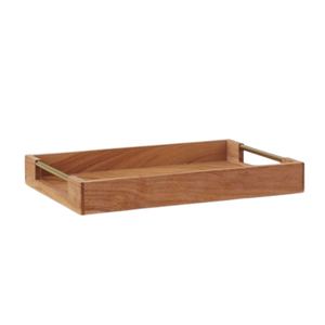 Plateau de service en bois d'acacia durable, nouveau design, plateaux à dessert en bois, forme ovale, plateau en bois brun clair - Product Image 2