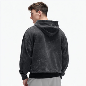 <b>Men</b> <b>Crop</b> Drop Shoulder Washed Hoodie <b>Tops</b> <b>Men</b> Washed Cropped Hooded <b>Tops</b> <b>Mens</b> Winter Short Long Sleeve Hoodies <b>Men's</b> - Product Image 4