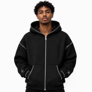 Men's 100% Cotton Full <b>Zip</b> Hoodie Fleece Sweatshirt Regular Fit <b>Zip</b> <b>Up</b> Hooded <b>Jacket</b> for Winter Casual Wear - Product Image 1