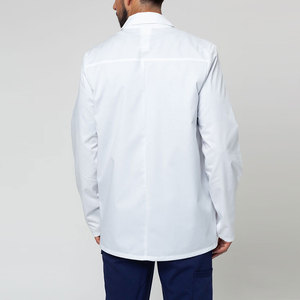 Blouse de laboratoire blanche coupe classique pour professionnel médical, longue, avec col rabattable et fermeture boutonnée - Product Image 4