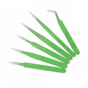 แหนบมืออาชีพสำหรับต่อขนตา สีเขียว แบบตรง แบบโค้ง ปลายแหลม แหนบสแตนเลส ชุดแหนบความแม่นยำสูง - Product Image 1