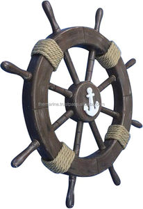 Handmade 18-Inch 8 <b>Spokes</b> Wooden Ship Steering <b>Wheel</b> with Rope Pirate Decor Wall Art for Home & Office Unique Model Gift - Product Image 3