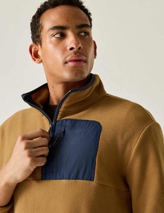 Chaqueta de Forro Polar para Hombre, Invierno, Media Cremallera, Poliéster Reciclado, Bolsillos en Contraste, Logotipo Personalizado 2026 - Product Image 3