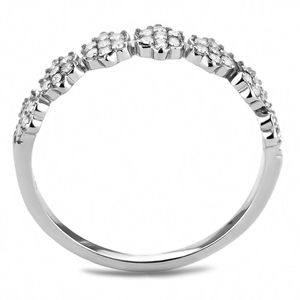 DA102 High Polished Stainless Steel <b>Ring</b> with AAA Grade Clear CZ Dishes & <b>Plates</b> - Product Image 3