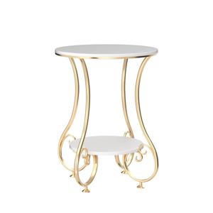 Table d'appoint traditionnelle en métal et marbre, mobilier antique pour salon, idéale pour les intérieurs de café, les zones de réception de bureau et l'agencement des collations - Product Image 1