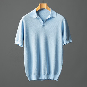 Polo de hombre 100% algodón, de secado rápido, transpirable, cuello en V, de alta calidad, liso, informal, para negocios, para usar en verano. - Product Image 2