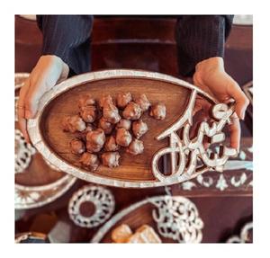 Plateau arabe en bois décoré à la main avec incrustation de nacre, accent décoratif culturel pour les intérieurs - Product Image 3