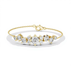 Conjunto de Pulsera con Diamantes Cultivados en Laboratorio de 3.0CT, Corte Redondo, Oro Amarillo Sólido de 18KT, Bañado en Rodio, para Uso Diario y Bodas, para Mujeres, a Precio Accesible - Product Image 1