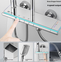 Ensemble de douche carré avec affichage numérique LED, barre de douche coulissante effet pluie, mitigeur mural chaud/froid