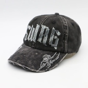 Gorra de béisbol negra de mezclilla con letras de diamantes de imitación y escorpión bordado, ajustable, estilo urbano unisex, base de malla negra - Product Image 5