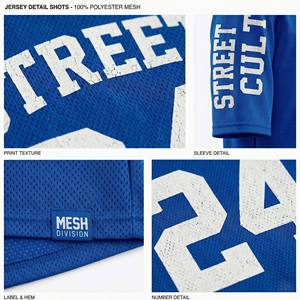 Camiseta de Fútbol Azul de Malla con Número 24, Estampado Sublimado, Cuello Redondo, Manga Corta, Unisex, Ropa Deportiva para Adultos - Product Image 5