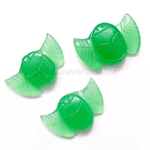 แมลงปีกแข็งคาลซิโดนีสีเขียวธรรมชาติสลักด้วยมือสไตล์โบฮีเมียนอียิปต์พร้อมลูกปัดปีกสำหรับทำเครื่องประดับทำแมลงปีกแข็งพีไรต์เสน่ห์จำนวนมาก - Product Image 5