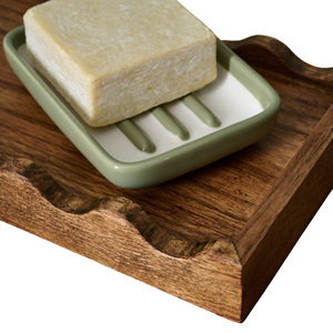 Rectangle Scalloped Wooden <b>Tray</b>, <b>Large</b> Decorative <b>Tray</b> For Coffee Table, Bedroom, Bathroom Vietnam Wood Craft Manufacturer - Product Image 3