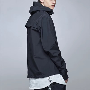 เสื้อแจ็คเก็ตซิปกันลมมีฮู้ดสีดำสำหรับผู้ชายทรงปกติเสื้อโค้ทกีฬากลางแจ้งแบบลำลองพร้อมกระเป๋าน้ำหนักเบากันน้ำ - Product Image 2