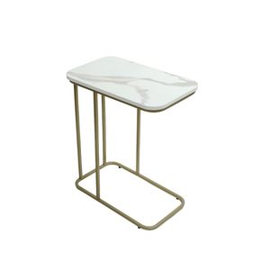 Contemporary Metal <b>Side</b> <b>Table</b> With <b>Marble</b> <b>Top</b> For Hotel Room Bedroom Lounge Area And Elegant Interior Furniture Arrangement - Product Image 3