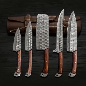 Premium Handmade Damascus Steel Chef <b>Knife</b> <b>Set</b> Hammered Finish Kitchen <b>Knives</b> with Wooden Handles OEM ODM Factory - Product Image 2
