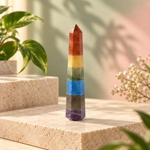 Obelisco de Cristal de Ágata Arcoíris, Figura de los Siete Chakras, Feng Shui, Forma de Pirámide Pulida, Decoración para el Hogar, Pieza de Colección - Product Image 4