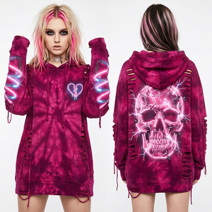 Chaleco con capucha sin mangas azul desgastado con gráfico de retrato de esqueleto de Haunted Mansion, corte deshilachado, estilo camiseta muscular, fabricante - Product Image 5