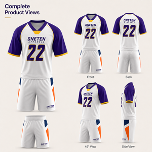 ONETEN APPARELS Unisex Lacrosse-Uniform-Set V-Ausschnitt Trikot Kurzarm Feuchtigkeitsableitende Sportshorts Individuelles Branding Winter - Product Image 6