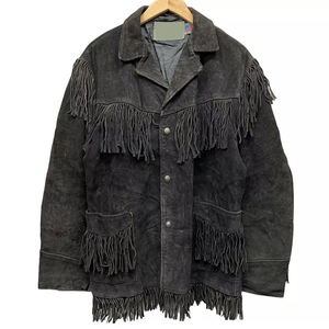 New Stylish Casual Featuring <b>Fringe</b> Button Tassel Leather Full Sleeve Autumn Regular Length Single Breasted Polyester Lining - Product Image 1