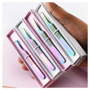 Comprehensive lash tweezers extension fiber tip Set for Eyelash Extensions with Micro Fiber Grip & Volume Eyelash Extension <b>tool</b> - Product Image 1