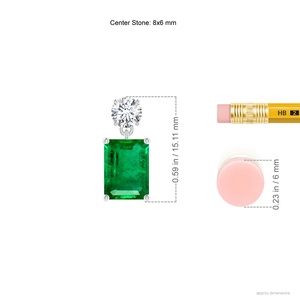 Pendientes de Oro Sólido de 14K con Esmeralda Verde Corte Esmeralda y Diamantes, Joyería al por Mayor, Regalo para Hermana - Product Image 2